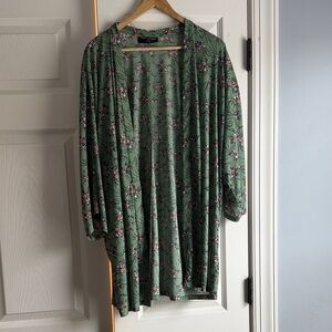 Lane Bryant Green Floral Cardigan